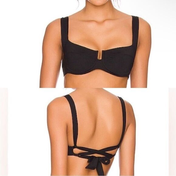 L*Space NWT Camellia Top Bikini Swim Black Size XS - Picture 1 of 10